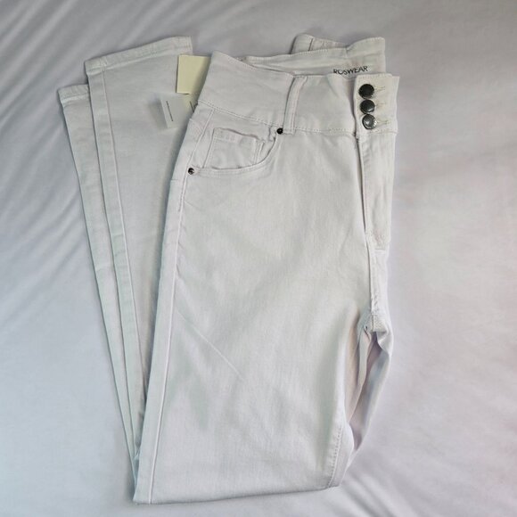 ROSWEAR Women's High Waisted Skinny Stretch Butt Lifting Jeans Sz L White - Picture 7 of 10